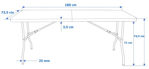 Zestaw Cateringowy WOODLAN Stół 180 cm + 6 Krzeseł