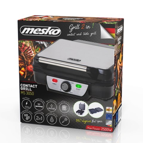 Mesko | MS 3050 | Grill | Grill kontaktowy | 1800 W | Czarny / Stal nierdzewna