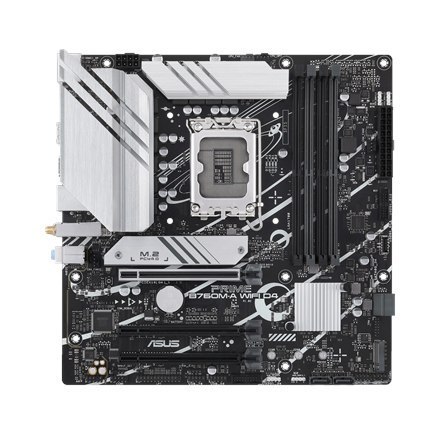 Asus | PRIME B760M-A WIFI D4 | Gniazdo procesora LGA1700 Socket | Typ chipsetu Intel B760 | Obsługa technologii pamięci RAM DDR4