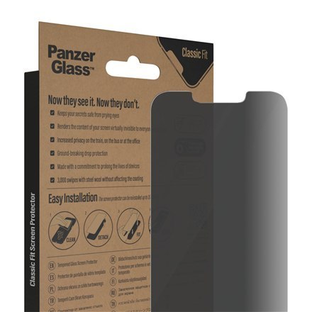 PanzerGlass | Ochraniacz ekranu - szkło - z filtrem prywatności | Apple iPhone 13, 13 Pro, 14 | Czarny | Przezroczysty