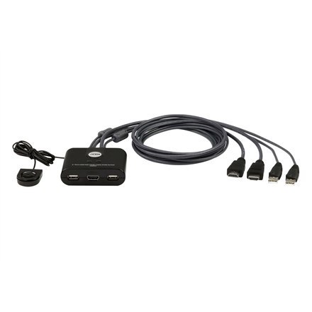 Aten | 2-portowy przełącznik KVM USB FHD HDMI | CS22HF | Miesiące gwarancji