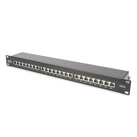 Digitus | Patch Panel | CAT 6A | RJ45, 8P8C | m | Ekranowanie RJ45 (brąz cynowany) | Odpowiedni do montażu w szafie 483 mm (19")