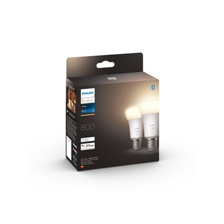 Philips Hue W 9W A60 E27 opakowanie 2 sztuki Philips Hue | Hue W 9W A60 E27, opakowanie 2 sztuki | E27 | 9 W | Ciepła biel 2700K