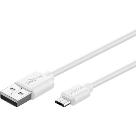 Goobay | Kabel USB | Wtyk | 4-pinowy USB Typ A | Wtyk | Biały | 5-pinowy Micro-USB Typ B | 1 m