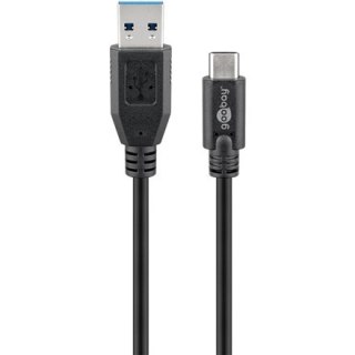 Kabel USB-C Goobay, męski USB-C do męskiego USB typu A, czarny, 3 m - 73141 Sync & Charge Super Speed, 12 miesięcy gwarancji, 0.