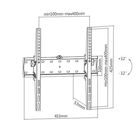 Gembird | Uchwyt ścienny | WM-55T-02 | 32-55 " | Maksymalna waga (udźwig) 40 kg | Czarny