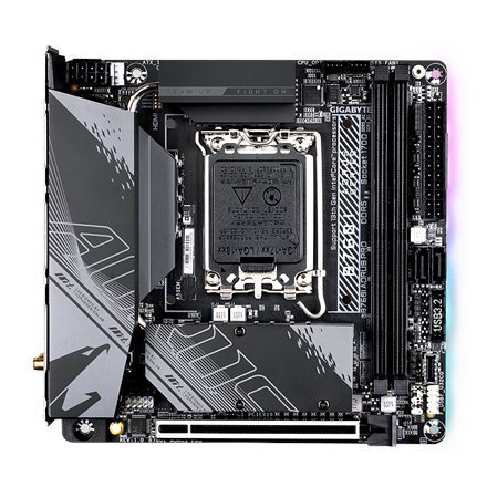 Gigabyte | B760I AORUS PRO 1.0 | Rodzina procesorów Intel | Gniazdo procesora LGA1700 | DDR5 DIMM | Gniazda pamięci 2 | Obsługiw