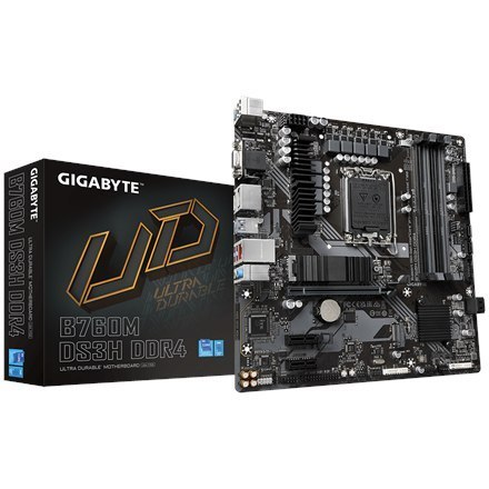 Gigabyte | B760M DS3H 1.0 M/B | Rodzina procesorów Intel | Gniazdo procesora LGA1700 | DDR4 DIMM | Gniazda pamięci 4 | Obsługiwa