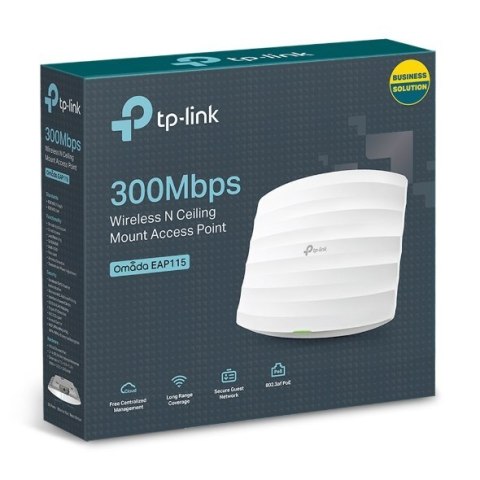 TP-LINK | EAP115 | Punkt dostępowy | 802.11n | 2.4GHz | 300 Mbit/s | 10/100 Mbit/s | Porty Ethernet LAN (RJ-45) 1 | MU-MiMO Nie