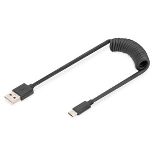 Digitus | Kabel USB-C | Męski | 24-pinowy USB-C | Męski | Czarny | 4-pinowy USB Typ A | 1 m