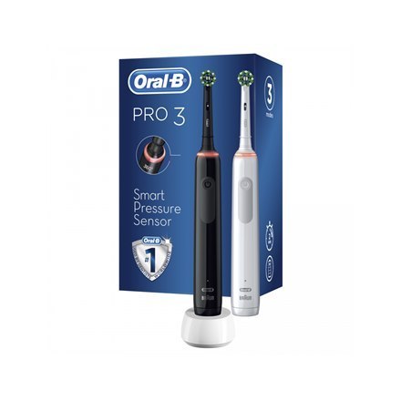 Oral-B | Pro3 3900 Cross Action | Elektryczna szczoteczka do zębów | Wymienna | Dla dorosłych | czarno-biały | Liczba dołączonyc