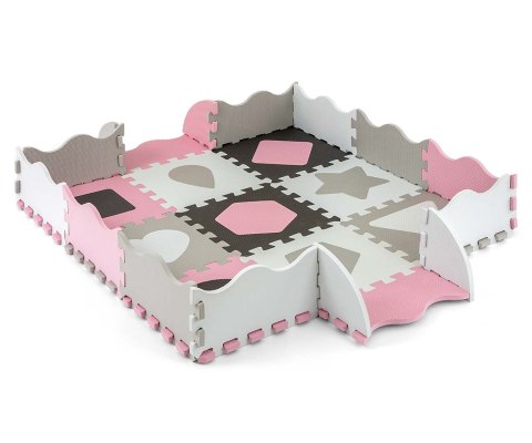 Mata piankowa puzzle Jolly 3x3 Shapes - Pink Grey