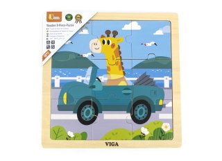 Viga 44629 Puzzle na podkładce 9 elementów - auto