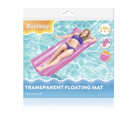 Bestway 44013 Dmuchany materac plażowy Przezroczysty Różowy 1.83m x 76cm