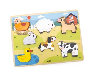 Viga 44702 Puzzle na podkładce 7 elementów- farma